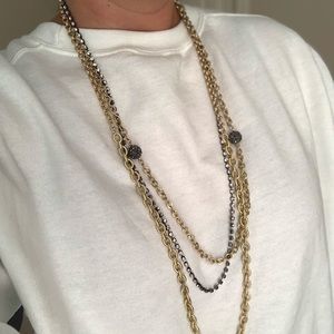 Chico’s Mixed Metal Gold 3 Tier Chain Necklace